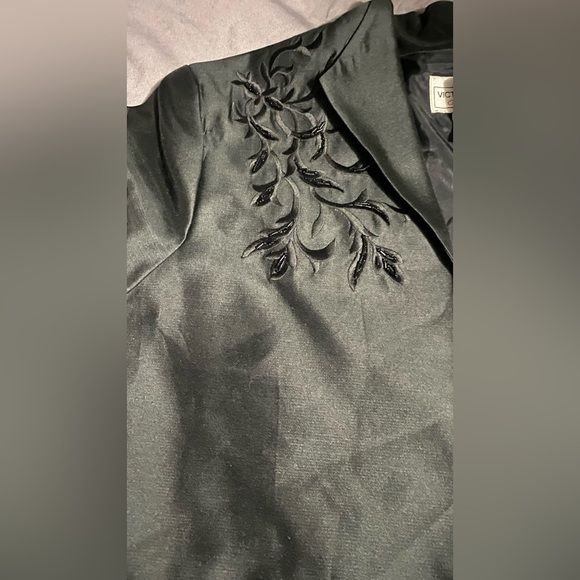 Victor Costa 100% Silk Beaded black open front blazer / jacket sz M oversized - Picture 7 of 16